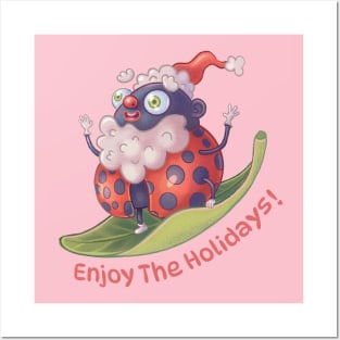 Enjoy The Holidays (skating Santa Bug) Posters and Art